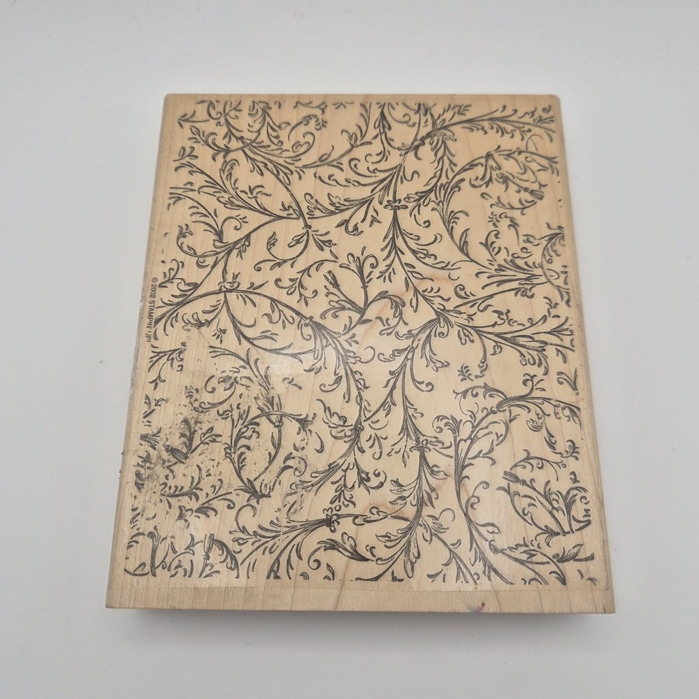 Stampin' Up! 2002 Large Floral Vine Filigree Background Wood Mounted Rubber...